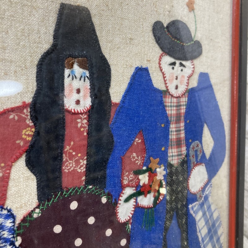 Vintage Appliqué Needlework Quilt FRAMED Picture Wall Art DECOR Folk Art Couple gallery