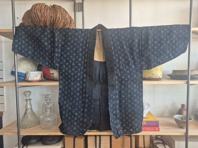 Vintage Japanese Ethnographic Textile – Indigo Kasuri Kimono