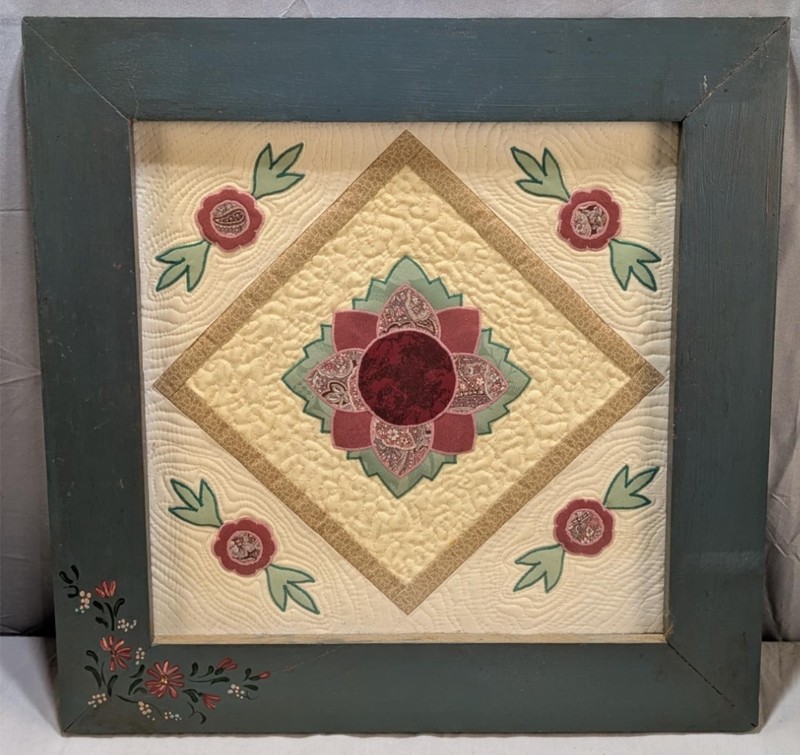 Goldie M. Sussman Sunflower Appliqued Embroidered Flower Quilted Background Art