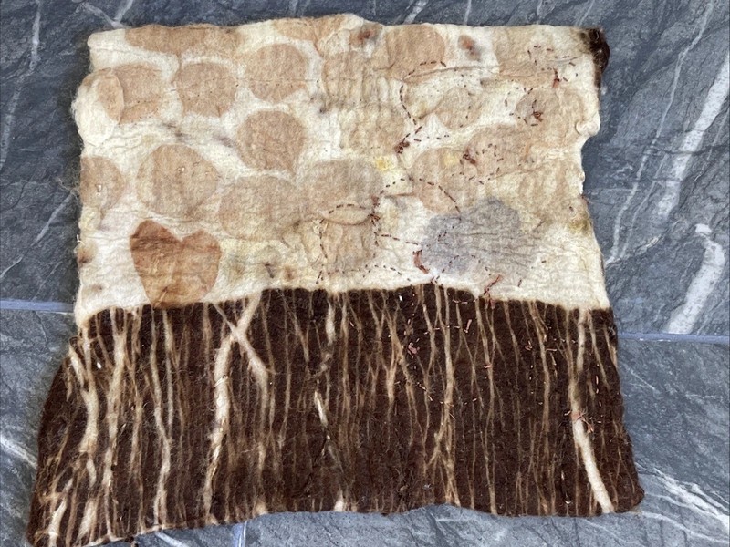Vintage Tapestry Felted Embroidered Needle Felting Wall Art Hanging 12×11