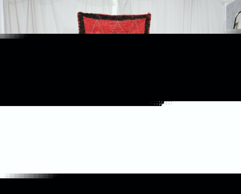 Vintage Moroccan tribal Handmade Rug 3’1×8’8 Geometric Berber Red Black Wool Rug