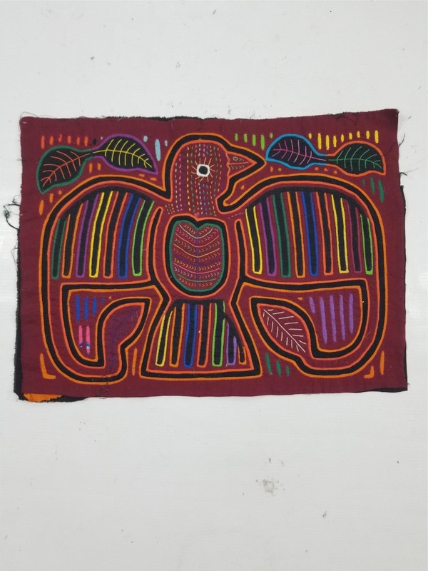Vintage Traditional Kuna Mola Folk Art Applique Work Panel 44x32cm