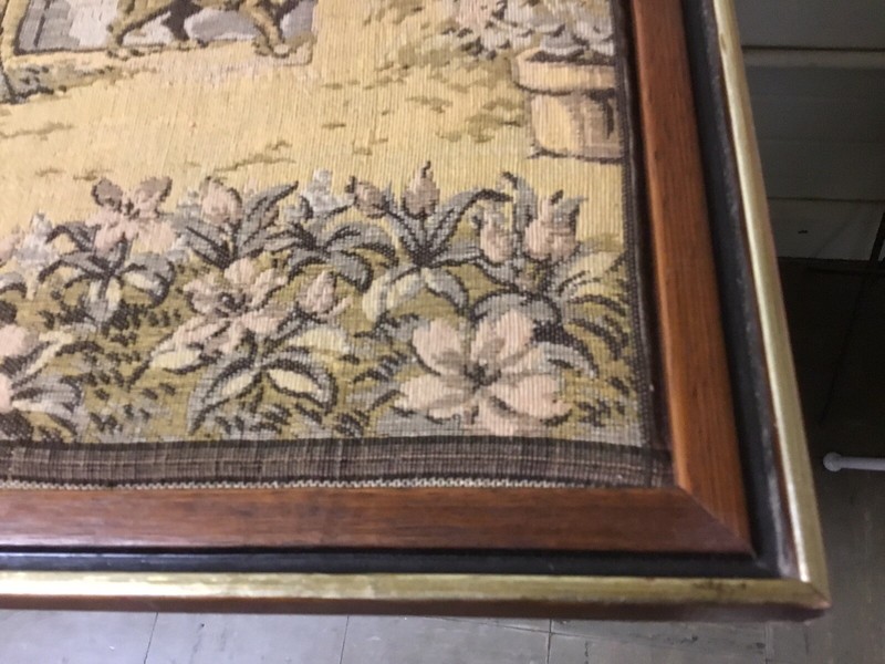 ANTIQUE VTG RECTANGULAR FRAMED TAPESTRY 58 1/4” X 21 7/8” BEAUTIFUL gallery