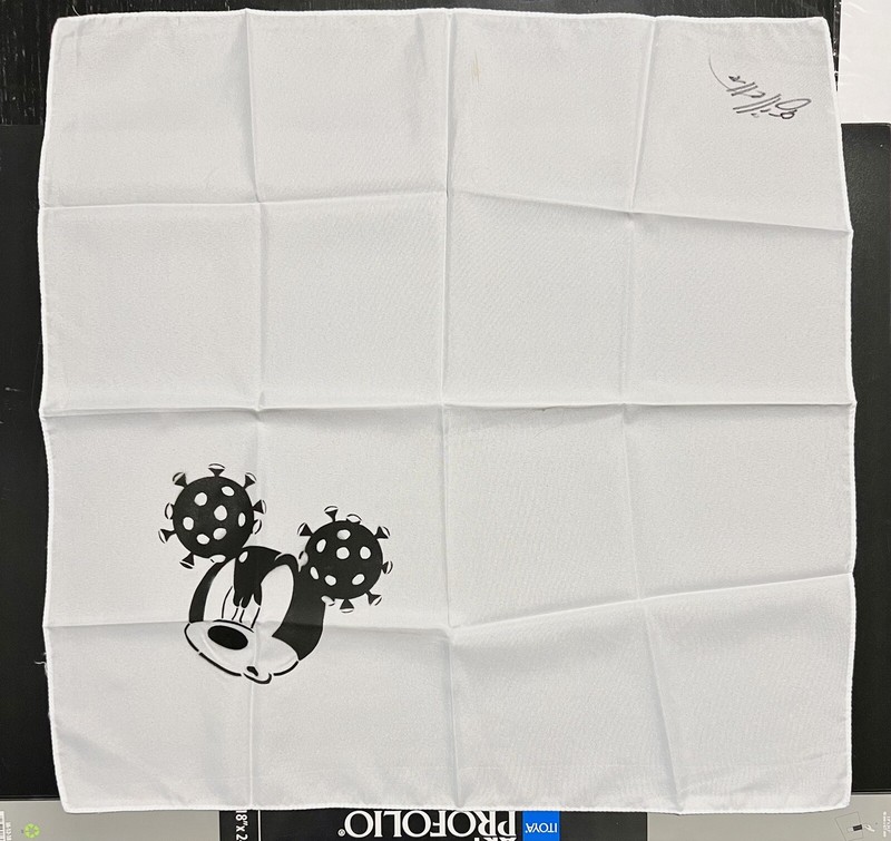 Jeff Gillette Original Stencil- Mickey Bandana II (black spray paint on bandana) gallery