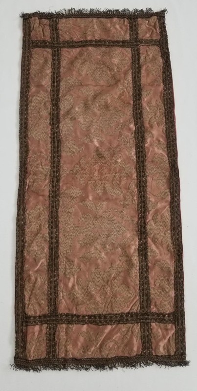 Antique French Brocade Floral Metallic Lace Trim Panel 91x42cm