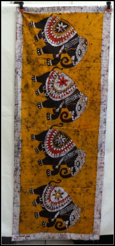 Ethnic East Indian India Elephant Batik Fabric/Wall Hanging 56 X 22 In #RA140 gallery