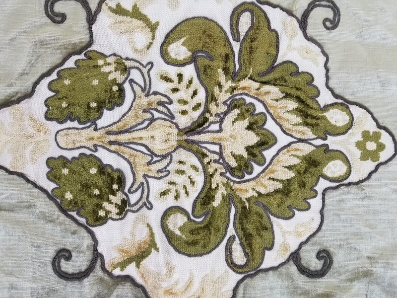 Vintage Traditional Raised Velvet Appliqué Floral Embroidered Panel 33x15 inches gallery