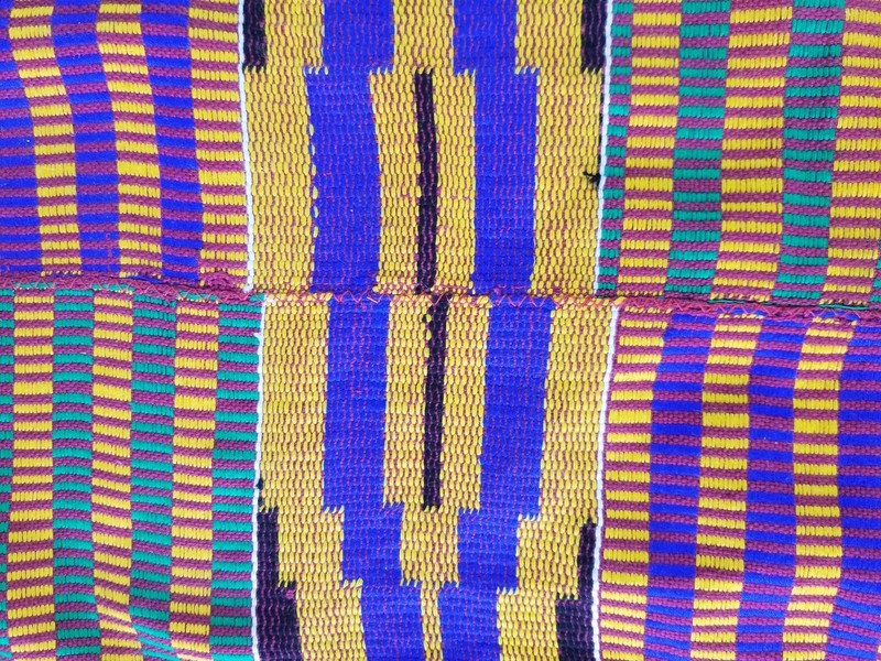 Vintage African Handwoven Kente Cloth Ghana Textile 163x46cm gallery
