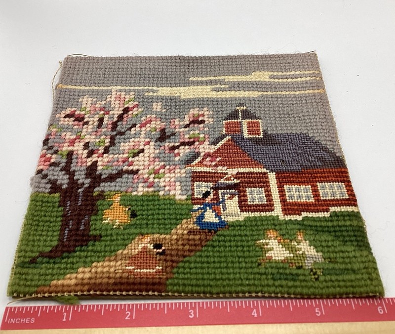 Vintage Set Of 4 Flower Garden Cottage Embroidered Hand Stitched 6” X 6” Each gallery