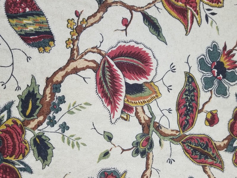 Vintage French Jacobean Tree Of Life Block Printed Textile 275x58cm gallery
