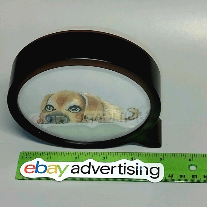 Chinese Silk Embroidery Round Double Sided Framed Puppy Dog Stitch Metallic Shu gallery