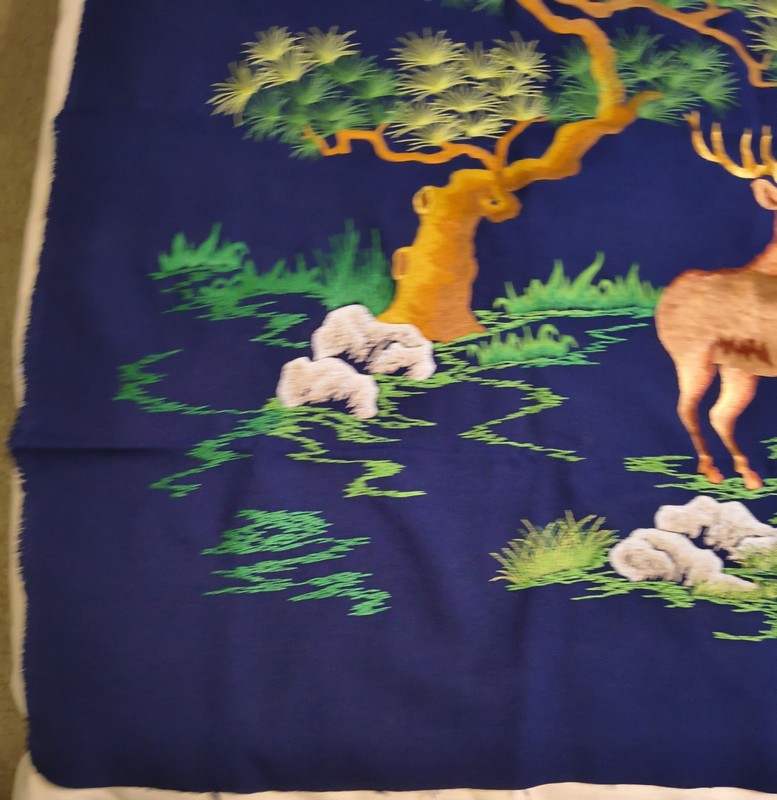 Beautiful Forest Scene Cloth Tapestry Unfinished Edge Deer Lake Outdoor See Pics gallery