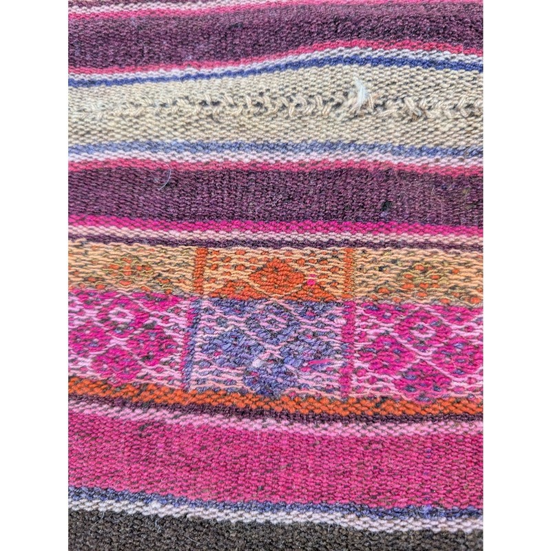 Vintage Traditional Bolivian Aguayo Handwoven Wool Textile 140x35in gallery