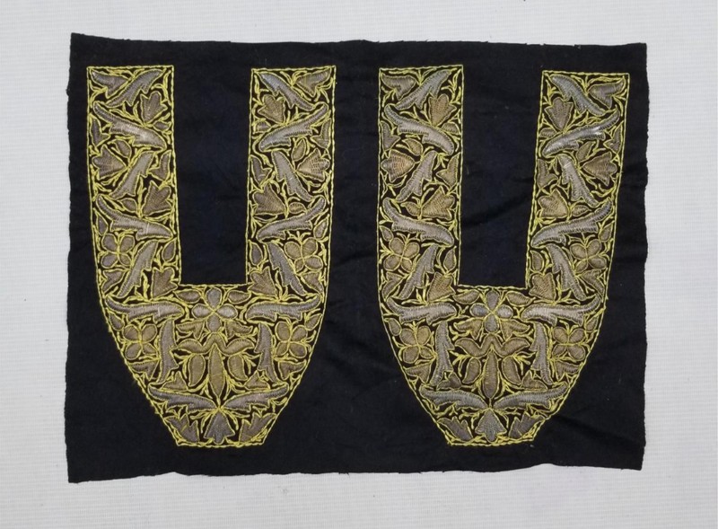 Antique Ottoman Silver Metallic Embroidered Panel 39x30cm