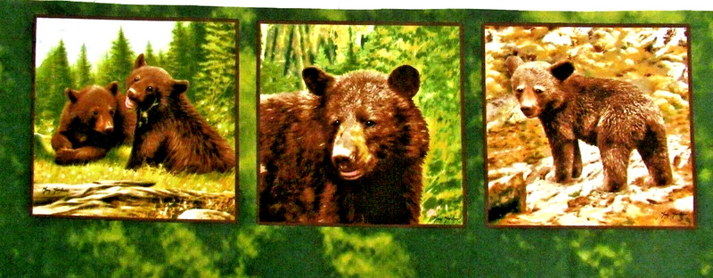 GIORDANO "BEARS IN NATURE" ~ (FABRIC / WALL HANGING) ~ ** (20" X 7") ** #30 gallery