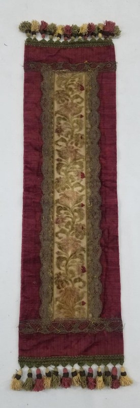 Antique French Floral Brocade with Velvet Boarder Panel 87x27cm