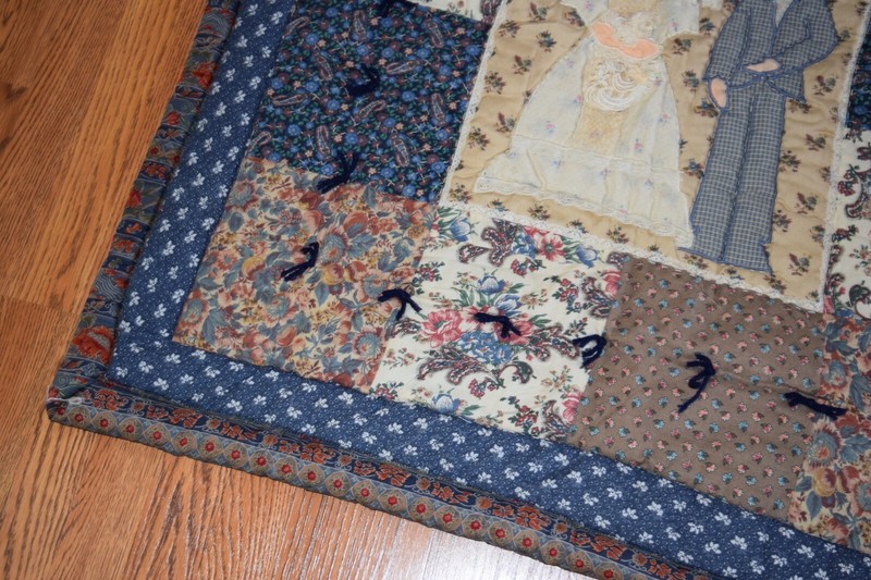Vintage Country Wedding Couple Folk Art Tapestry Quilt Log Cabin Wall Decor gallery
