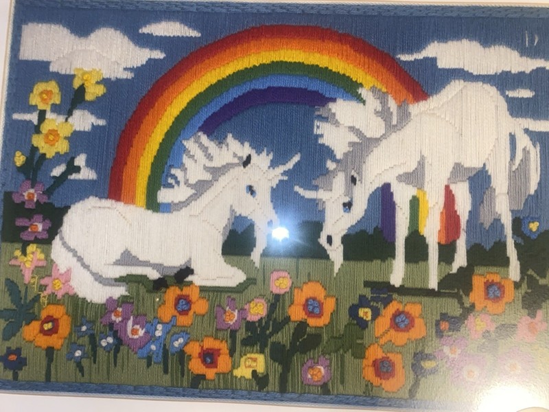 Vibrant Embroidered Unicorns 20”x 27” gallery