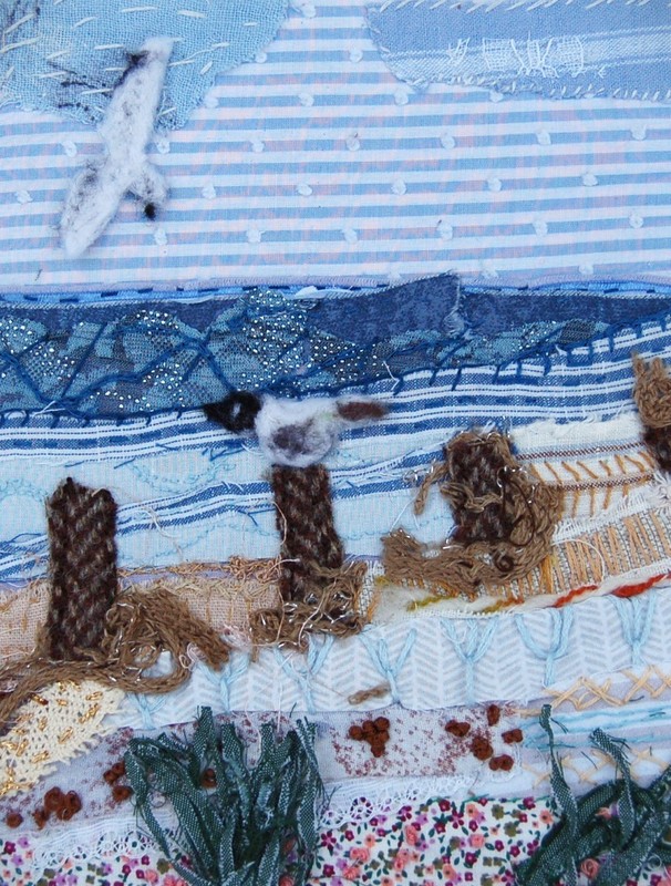 Low Tide landscape. Hand Stitched textile art. gallery