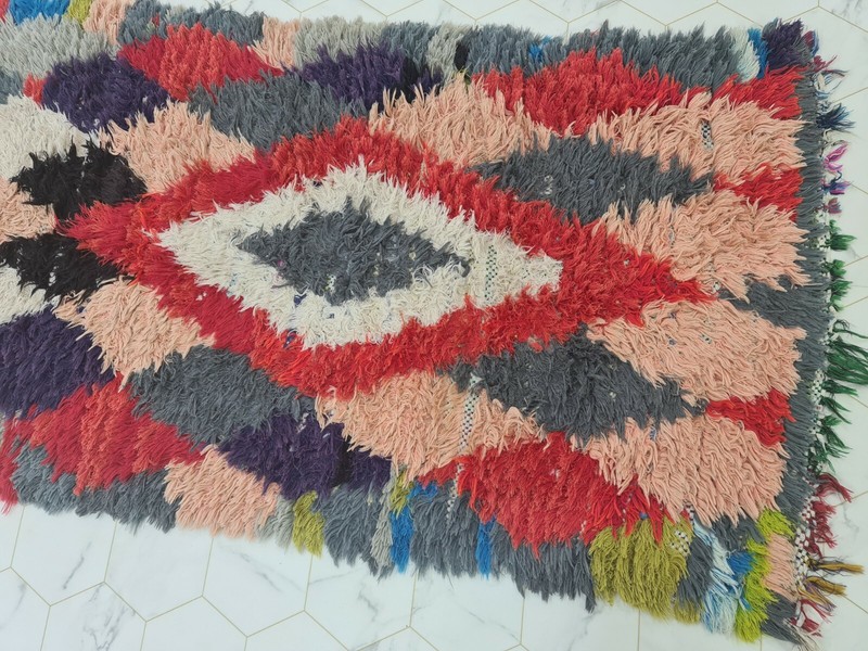 Moroccan Handmade Vintage Runner Rug 2'4"x11'9"Geometric Berber Red Black Carpet gallery