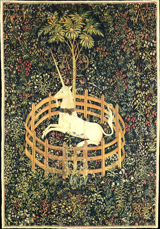 Hunt of the Unicorn (Captivity) French Wall Tapestry 24" x 35" Canvas Fabric!