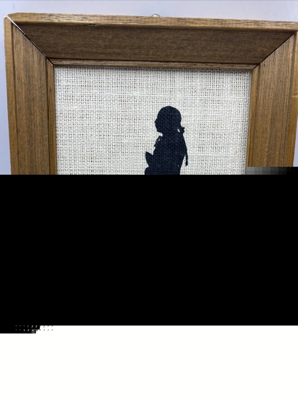 Kay Dee Vintage Framed Silhouette Man Man at Desk Picture on Linen 6”x8.5”. V88