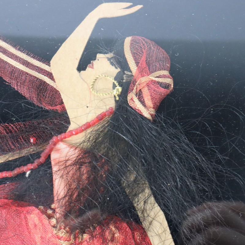 Antique Silhouette Art Silk Hair Fibers Foil Tinsel Dancer 3D Boudoir Art Deco gallery