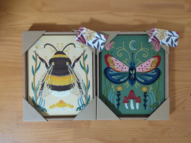NWT BP Home 2 Piece Set Woven Wall Art Bee Butterfly 12 x 15 In Wall Decor Frame