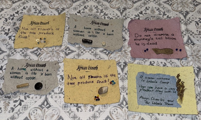 African Proverb On Hand Made Paper Petites Decorates Monkey Women Cattle Flowers