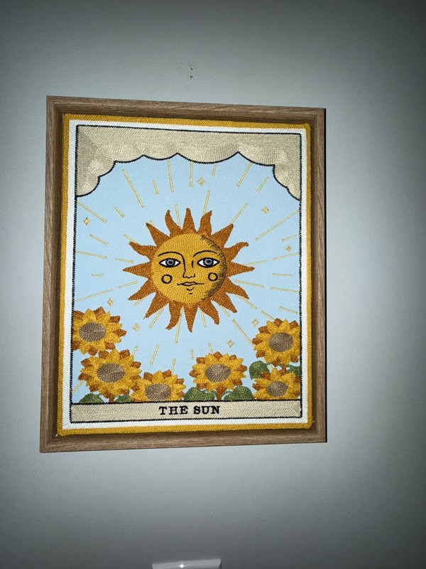 BP Woven Artistry "The Moon" and The Sun” Tarot Card Embroidery Art 15"x12” gallery