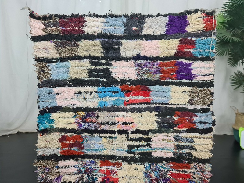 Moroccan Vintage Handmade Berber Rug 2'4"x3'8" Checkered Colorful Cotton Carpet gallery