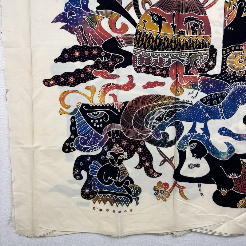 Asian, Balinese, Thai Ethnic Batik Textile Art Fabric 58x72 by MAR gallery