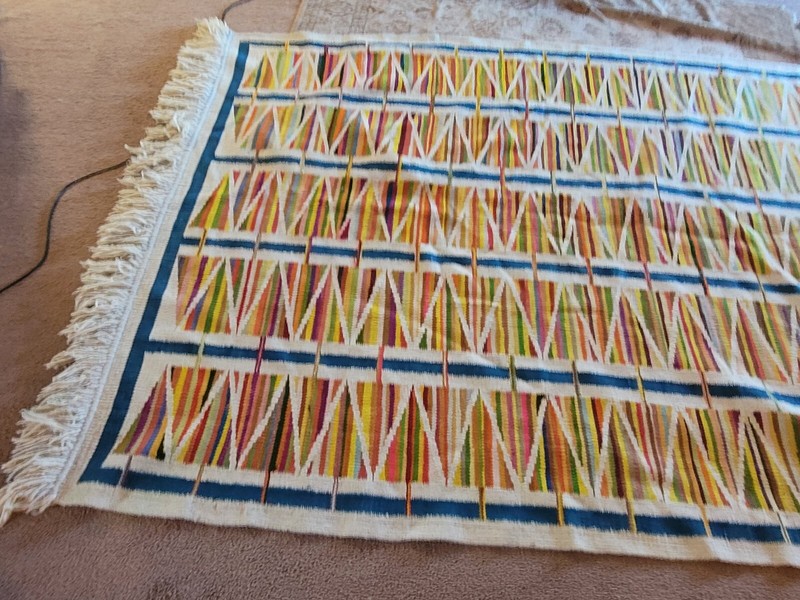 vintage hand woven rug 108" X 84" SOUTHWEST NAVAJO ZAPOTEC GIANT SIGNED 1983 gallery